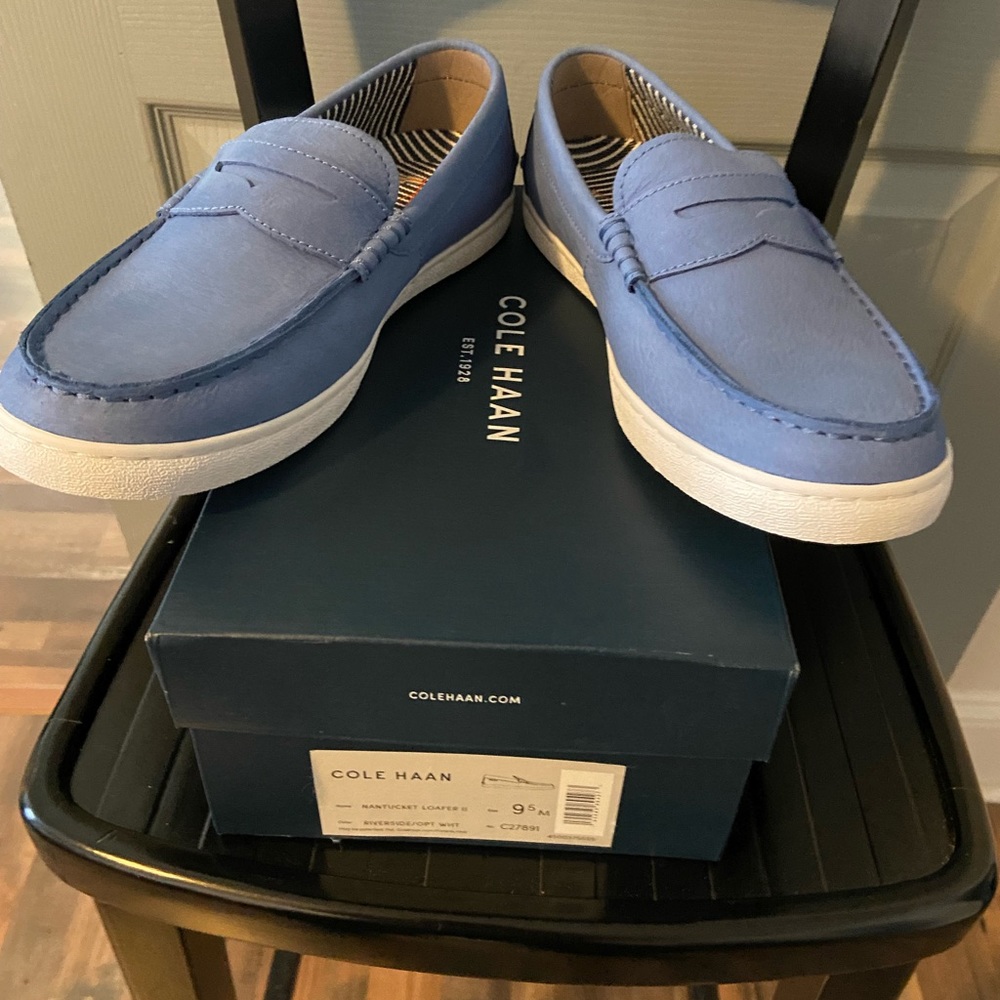 Brand new Men Cole Haan shoes 9.5 suede (leather) ski blue.
